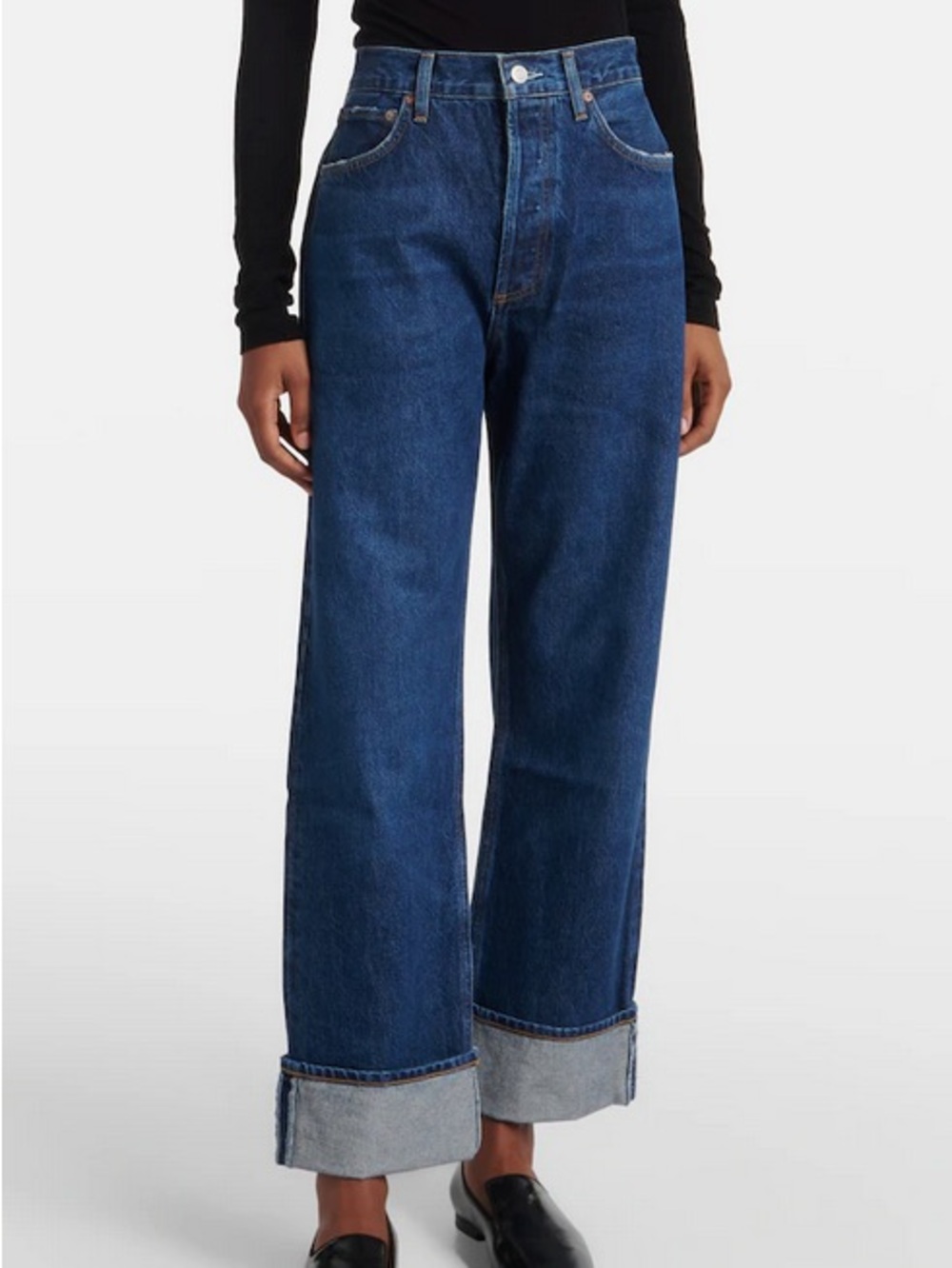 Agolde Fran Mid-Rise Straight Jeans with Cuffed Hem - Picture 6 of 12